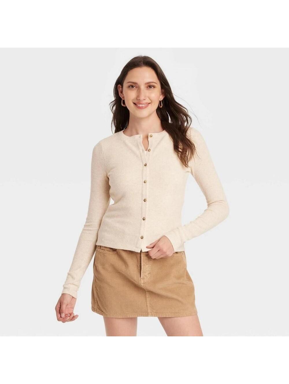 Women's Rib Cardigan - Universal Thread™ Oatmeal XS